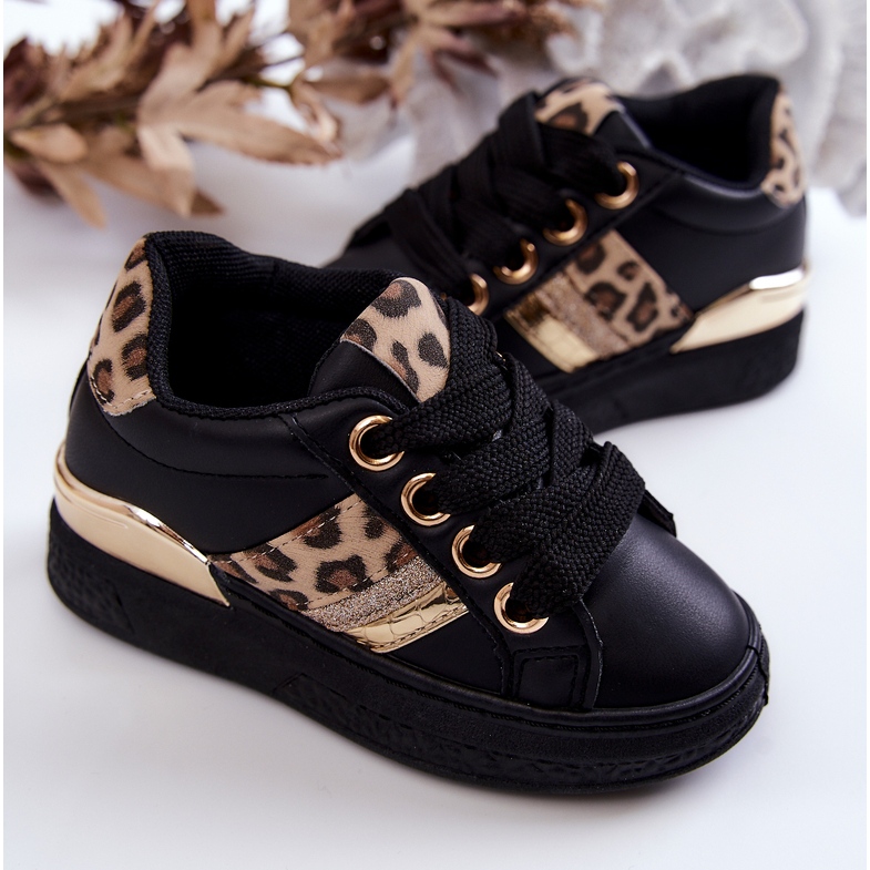 FR1 Pantofi sport negri Trixie din piele leopard negru 2