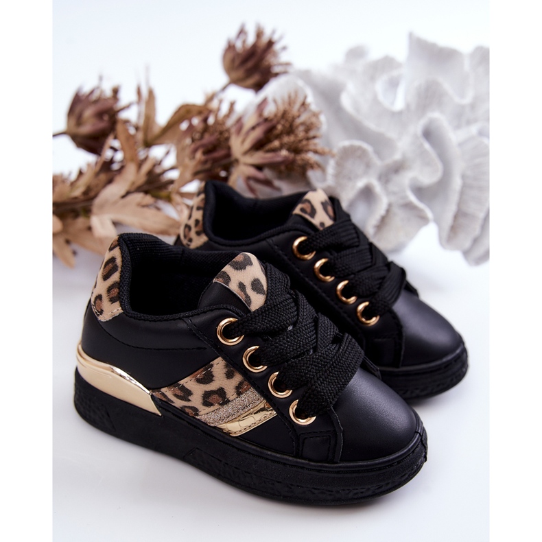 FR1 Pantofi sport negri Trixie din piele leopard negru 1