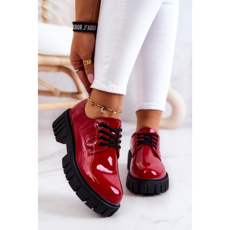 Pantofi lăcuiți la modă La.Fi Red Hallie roșu 2