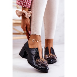 PA2 Tocuri înalte din piele elegantă cu decor Delaver negru 1