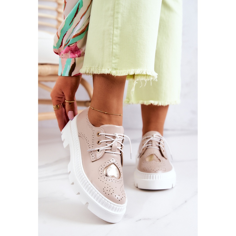 FILIPCZYK Pantofi Piele Cu Inimioare Bej Curtis 1