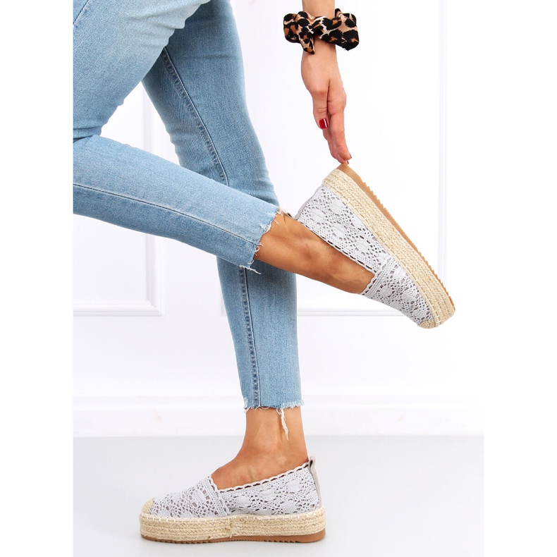 Espadrile din dantela Alice Grey gri 1