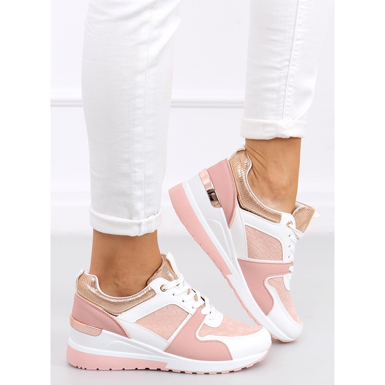 Pantofi sport cu pană Adan Pink roz multicolor 2