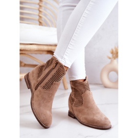 S.Barski Cizme de damă din piele intoarsa cu pană ascunsă bej solene 2