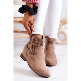 S.Barski Cizme de damă din piele intoarsa cu pană ascunsă bej solene 1