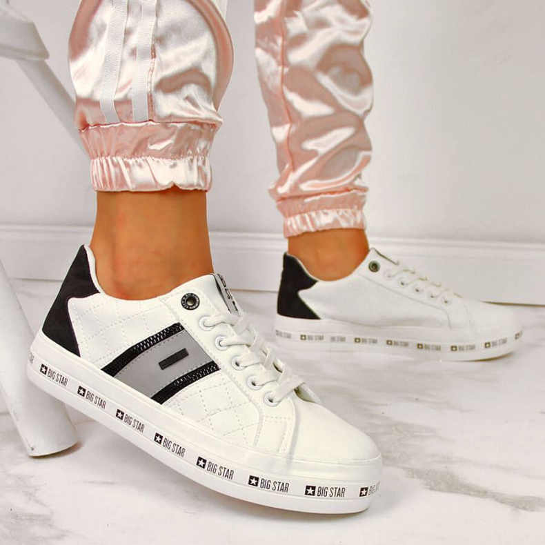 Pantofi sport joasă pe platforma Big Star W II274071 alb negru gri 2