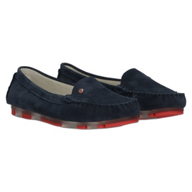 Mocasini din piele Filippo DP2037 / 22 NV RD Bleumarin roșu albastru marin 4