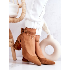 Pompe din piele intoarsa cu fundita Maciejka 05059-29 maro 1