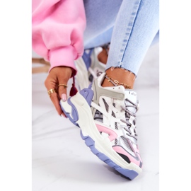 Pantofi sport din piele de damă GOE JJ2N4090 Multicolor alb violet roz gri 1