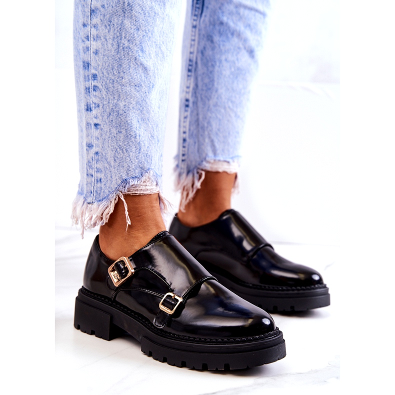 PL5 Pantofi Piele Cu Catarama La.Fi Black Leonie negru 1