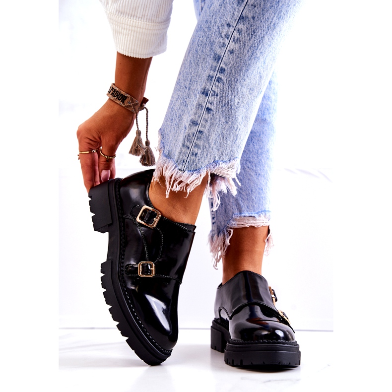 PL5 Pantofi Piele Cu Catarama La.Fi Black Leonie negru 2