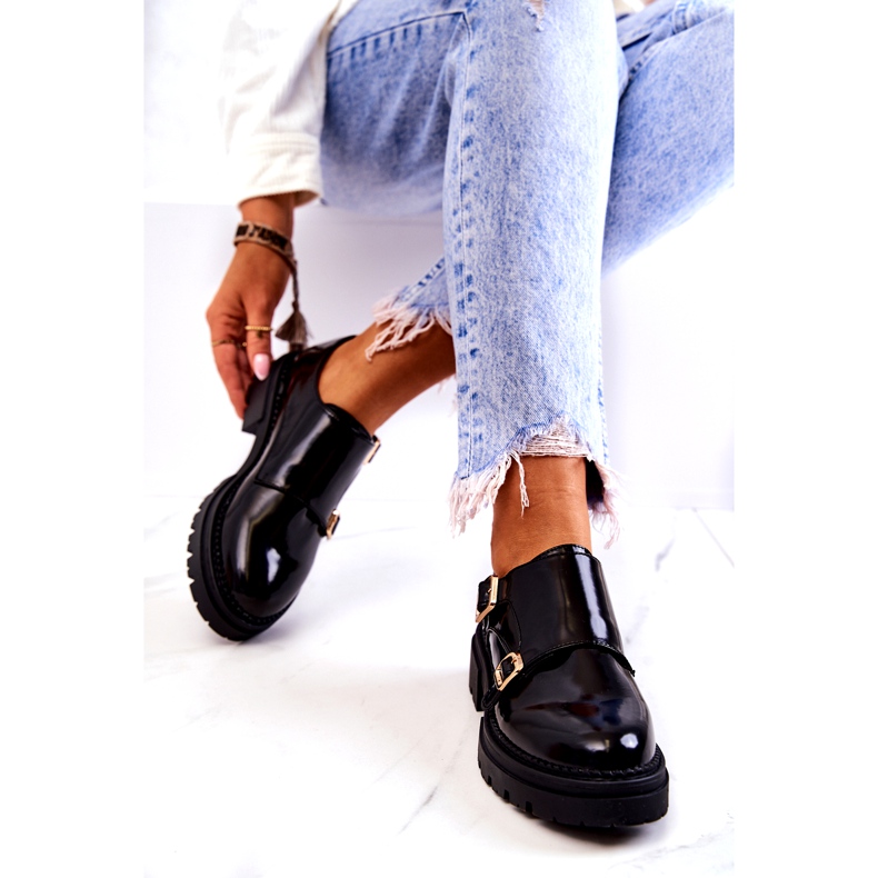 PL5 Pantofi Piele Cu Catarama La.Fi Black Leonie negru 4