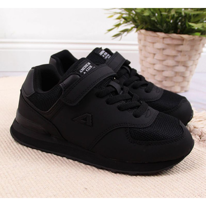 Pantofi cu velcro American Club Jr AM788A negri negru 2
