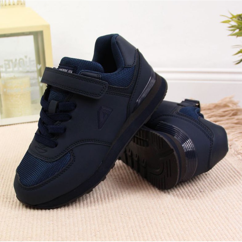 Pantofi cu velcro American Club Jr. AM788B bleumarin albastru marin 2