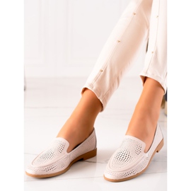 Goodin Mocasini din piele cu model ajurat bej 1 Goodin Mocasini din piele cu model ajurat bej 1