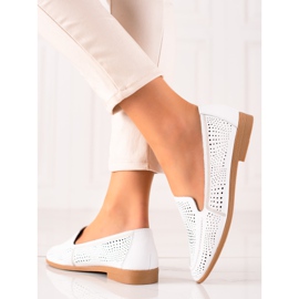 Goodin Mocasini din piele cu model ajurat alb 1