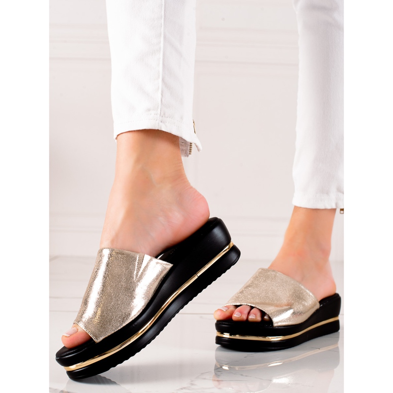 Goodin Papuci Strălucitori Pe Platformă de aur 1