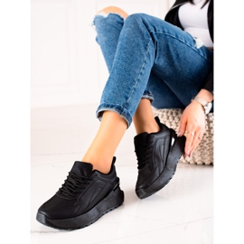 TRENDI Adidași din piele ecologică neagră negru 1