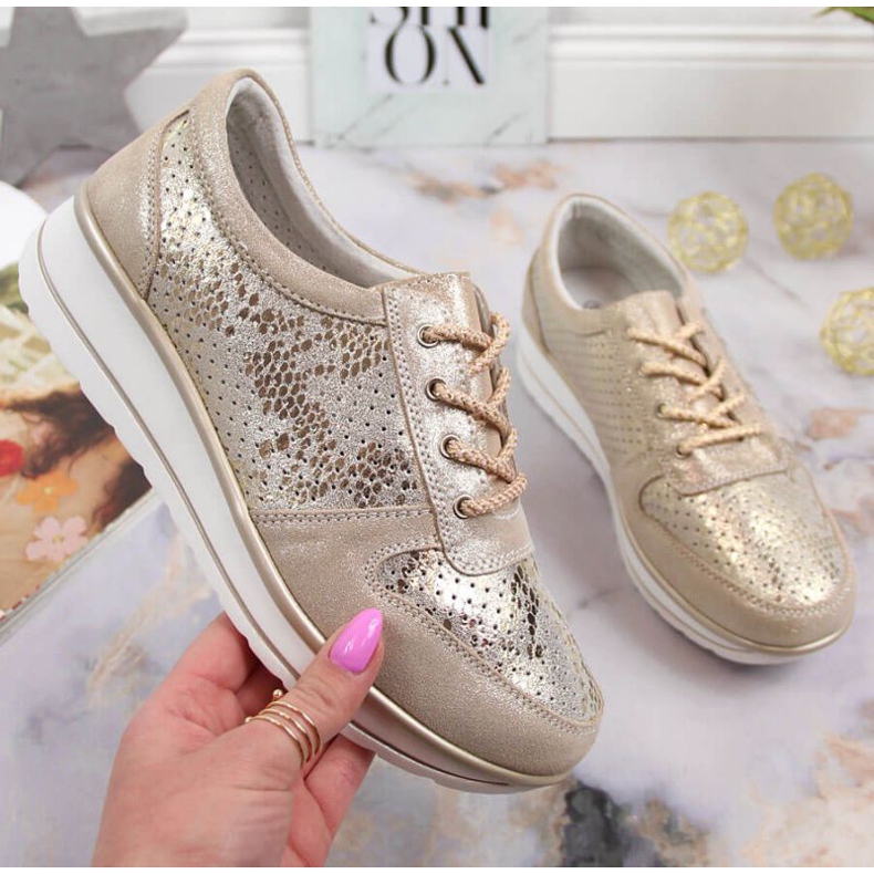 Tenisi din piele S. Barski W OLI148 gold de aur 1