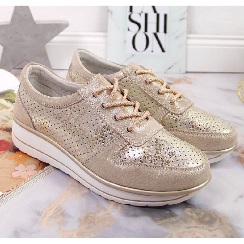 Tenisi din piele S. Barski W OLI148 gold de aur 2