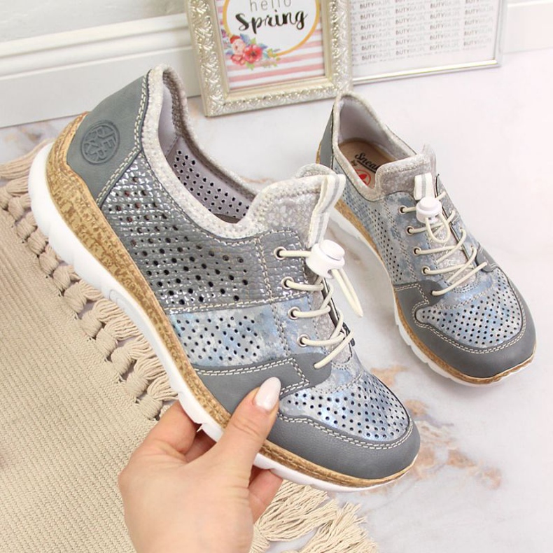 Rieker W N4255-12 pantofi sport ajurati albastri albastru 1