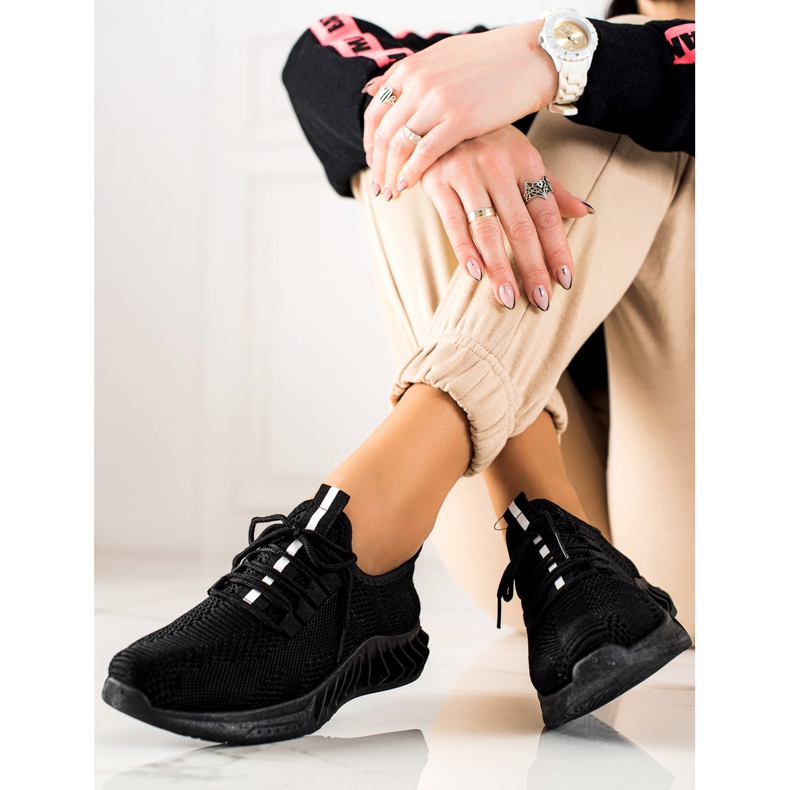 TRENDI Încălțăminte sport neagră deschisă negru 1