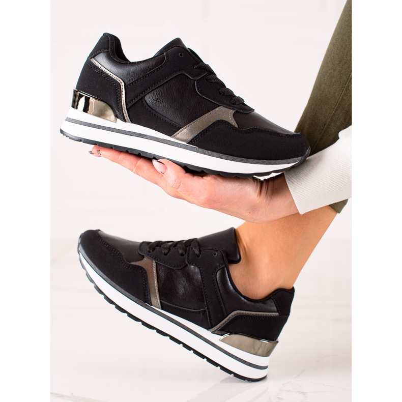 TRENDI Adidași negri pe platformă negru 1