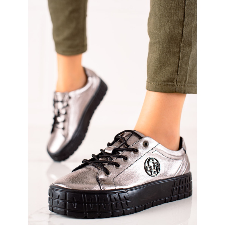 Filippo Adidași din piele pe platformă bej 2