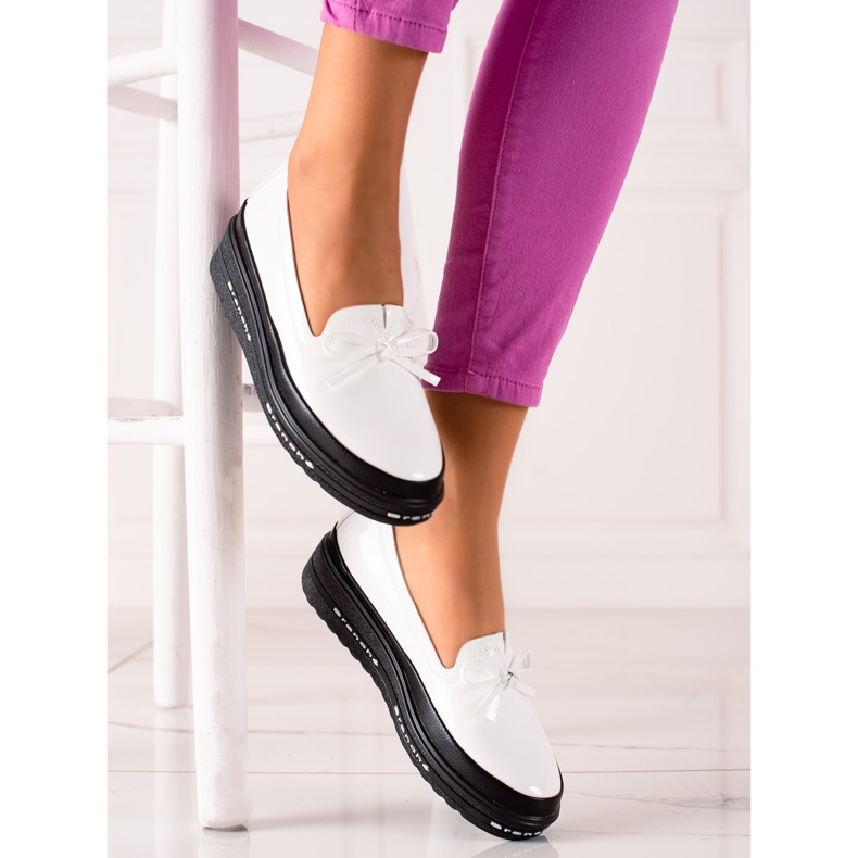 Pantofi lejeri mocasini pe platforma VINCEZA alb 2