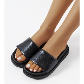 Papuci negri pe platforma Big Star HH274684 negru 1