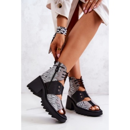 Maciejka 05321-03 Botine din piele gri și negru argint 2