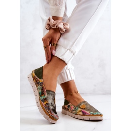 Mocasini din piele de dama Maciejka 05434-09 Verde multicolor 2