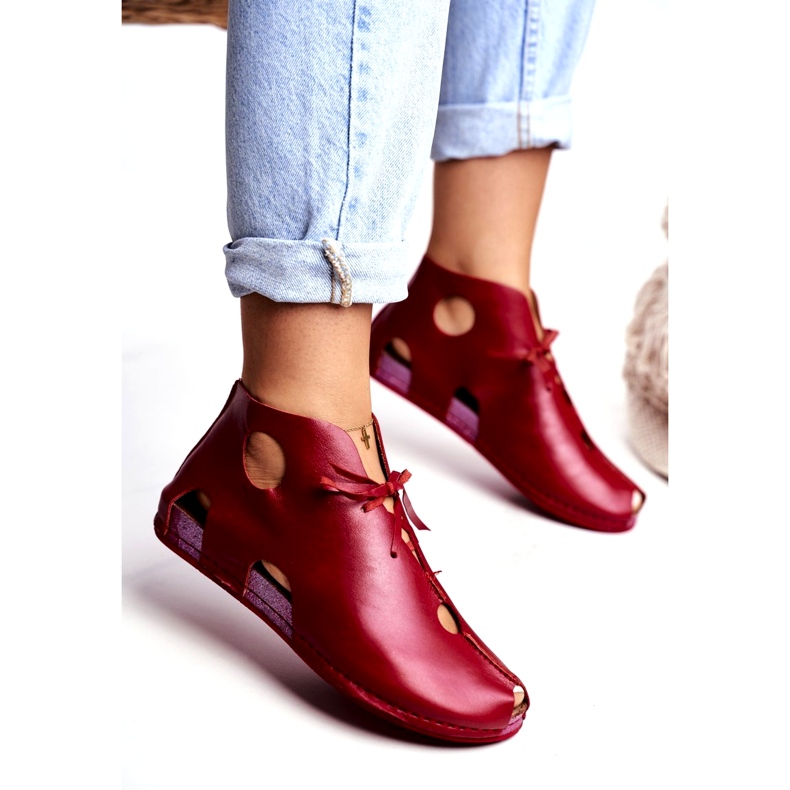 Brogues pentru femei Maciejka Red 03426-08 roșu 2