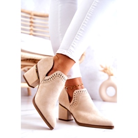 PS1 Cizme de cowboy ajurate din piele intoarsa Bej Valerie 3