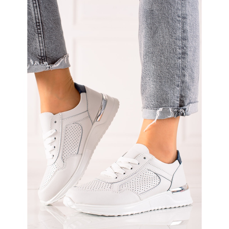 Adidași din piele VINCEZA alb 1