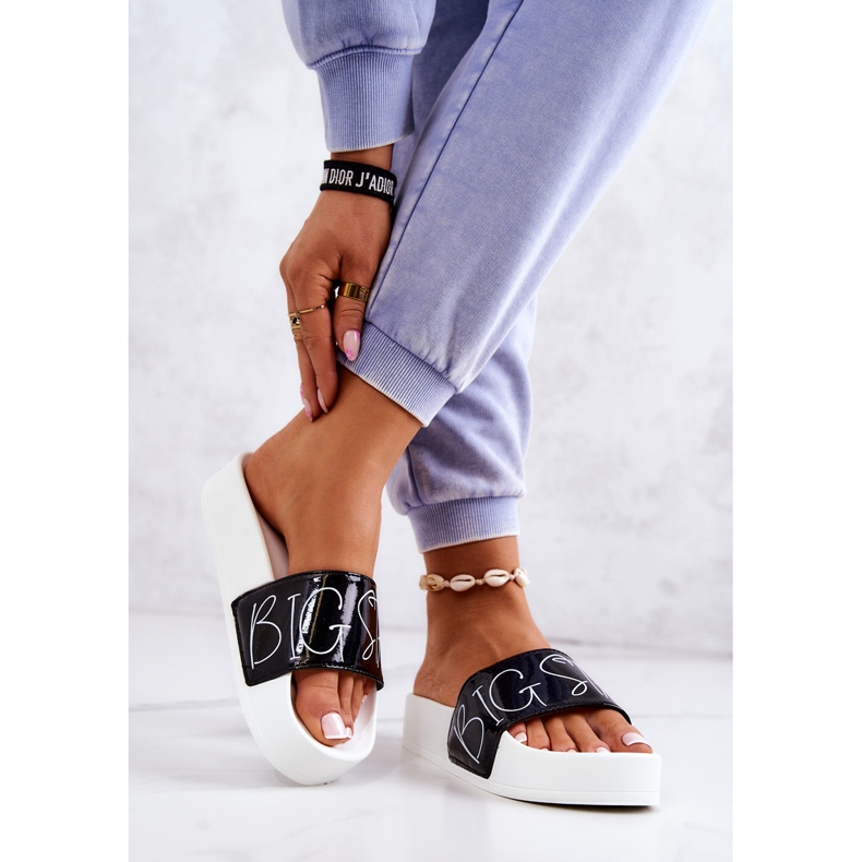 Papuci de cauciuc de damă Big Star JJ274A276 alb și negru 2