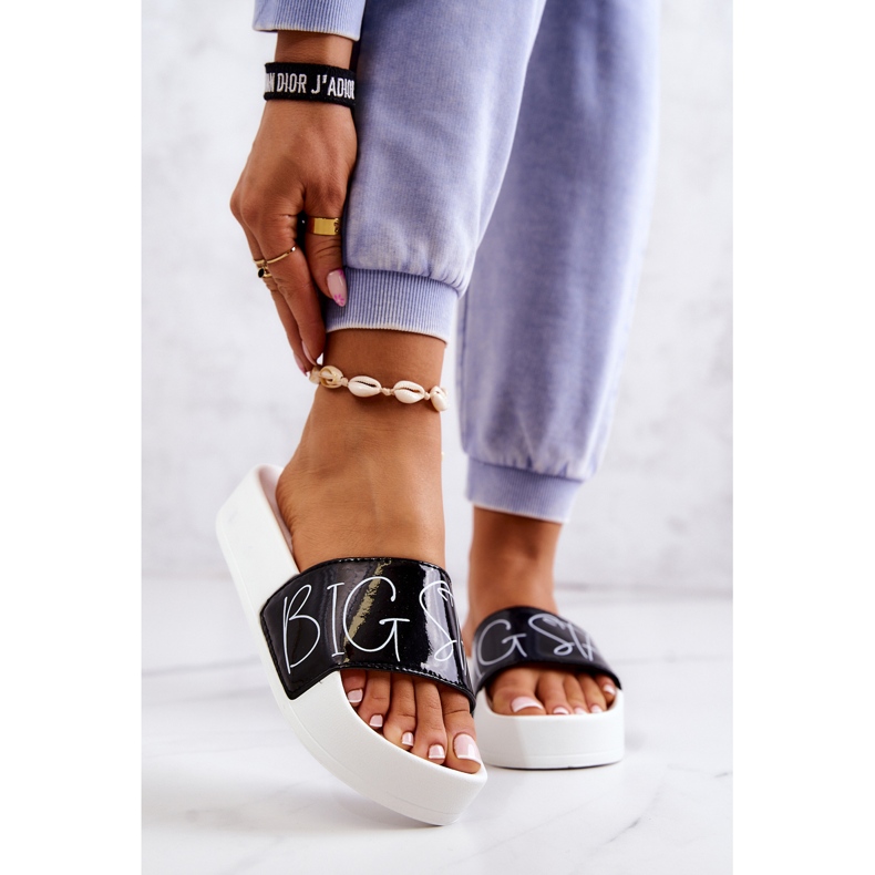 Papuci de cauciuc de damă Big Star JJ274A276 alb și negru 1