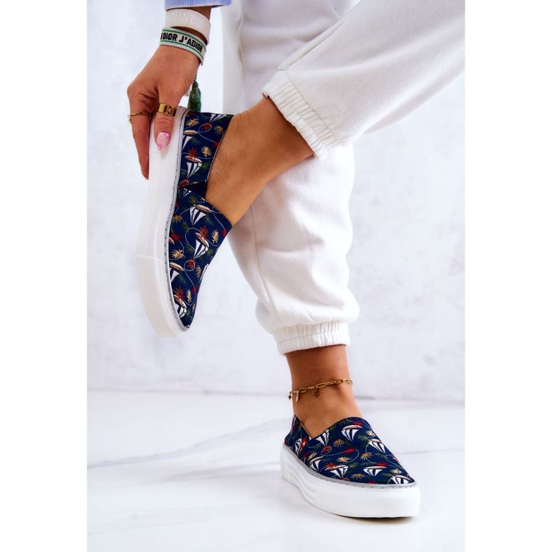 Pantofi de damă Slip On Memory Foam Big Star JJ276016 Bleumarin multicolor 2