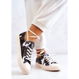 Pantofi de damă Material Camo Big Star JJ274237 Alb-Gri 2