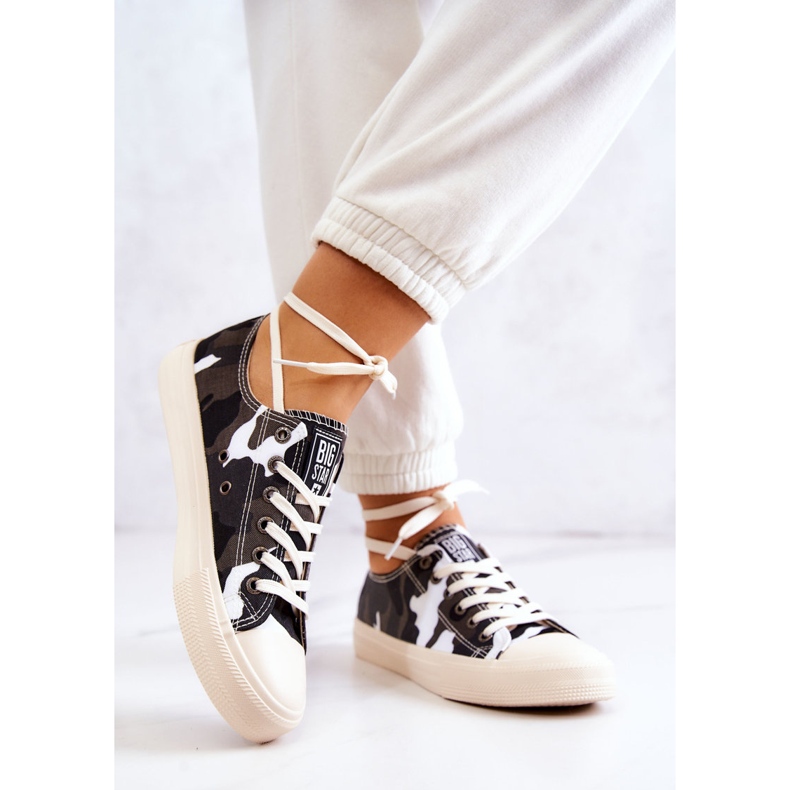 Pantofi de damă Material Camo Big Star JJ274237 Alb-Gri 2