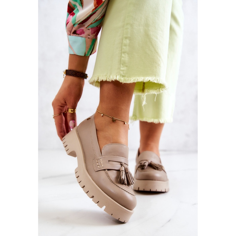 Pantofi dama piele Franjuri Maciejka 05497-04 Bej 2