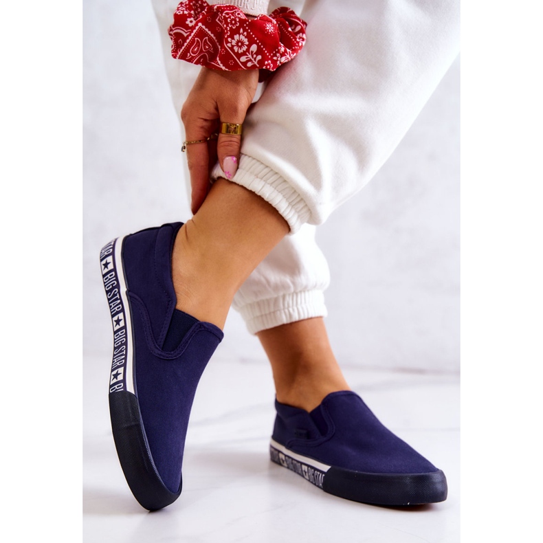 Pantofi de damă cu slip-on Big Star HH274011 Bleumarin albastru 2