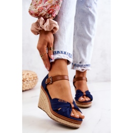 Sandale Damă On Wedge Big Star JJ274938 Bleumarin albastru 1