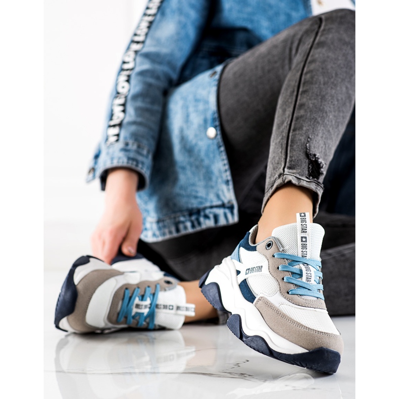 Pantofi de damă Big Star JJ274580 alb albastru multicolor 2