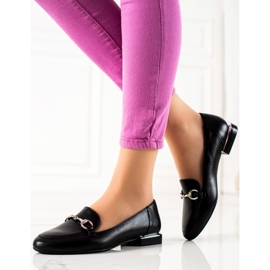 Mocasini pe tocuri plate ale lui Sergio Leone negru 2 Mocasini pe tocuri plate ale lui Sergio Leone negru 2