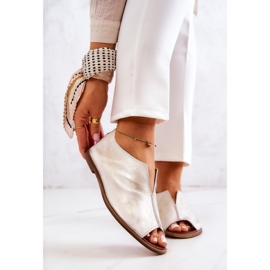 Pantofi din piele cu fermoar Nicole 2718/004 White and Gold alb 1