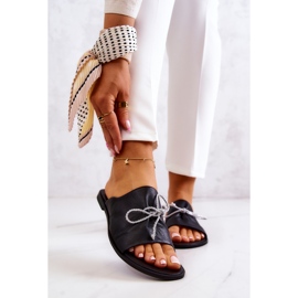 Papuci de damă din piele Nicole 2659/001 Negru 1