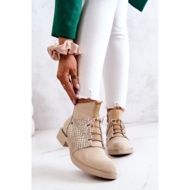 Lemar Botine de piele intoarsa pentru dama cu model de sarpe Sonroe bej deschis 1