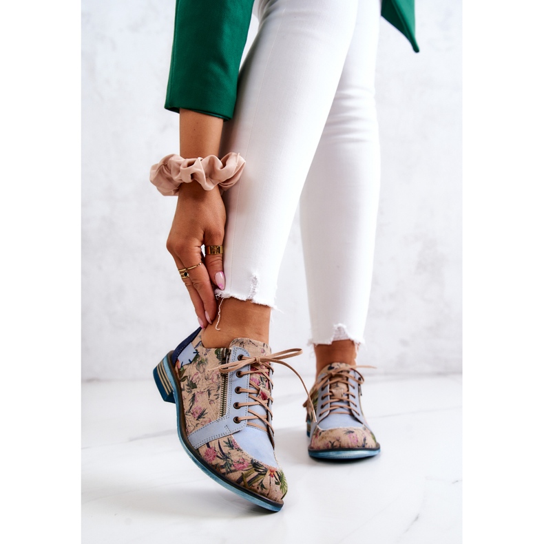 Pantofi Dama Piele Cu Flori Maciejka 5096A-34 Albastru multicolor 1