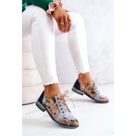 Pantofi Dama Piele Cu Flori Maciejka 5096A-34 Albastru multicolor 7